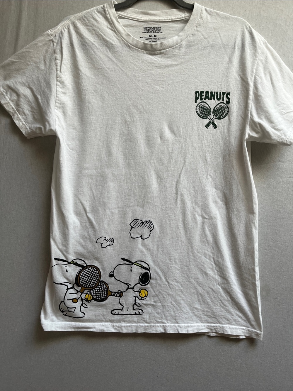 Peanuts White Snoopy Tennis Graphic Tee Sz M
